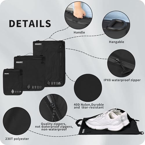 Detalle 2 de EULANT Bolsas de compresión para equipaje: 3 bolsas al vacío impermeables + bolsa para zapatos