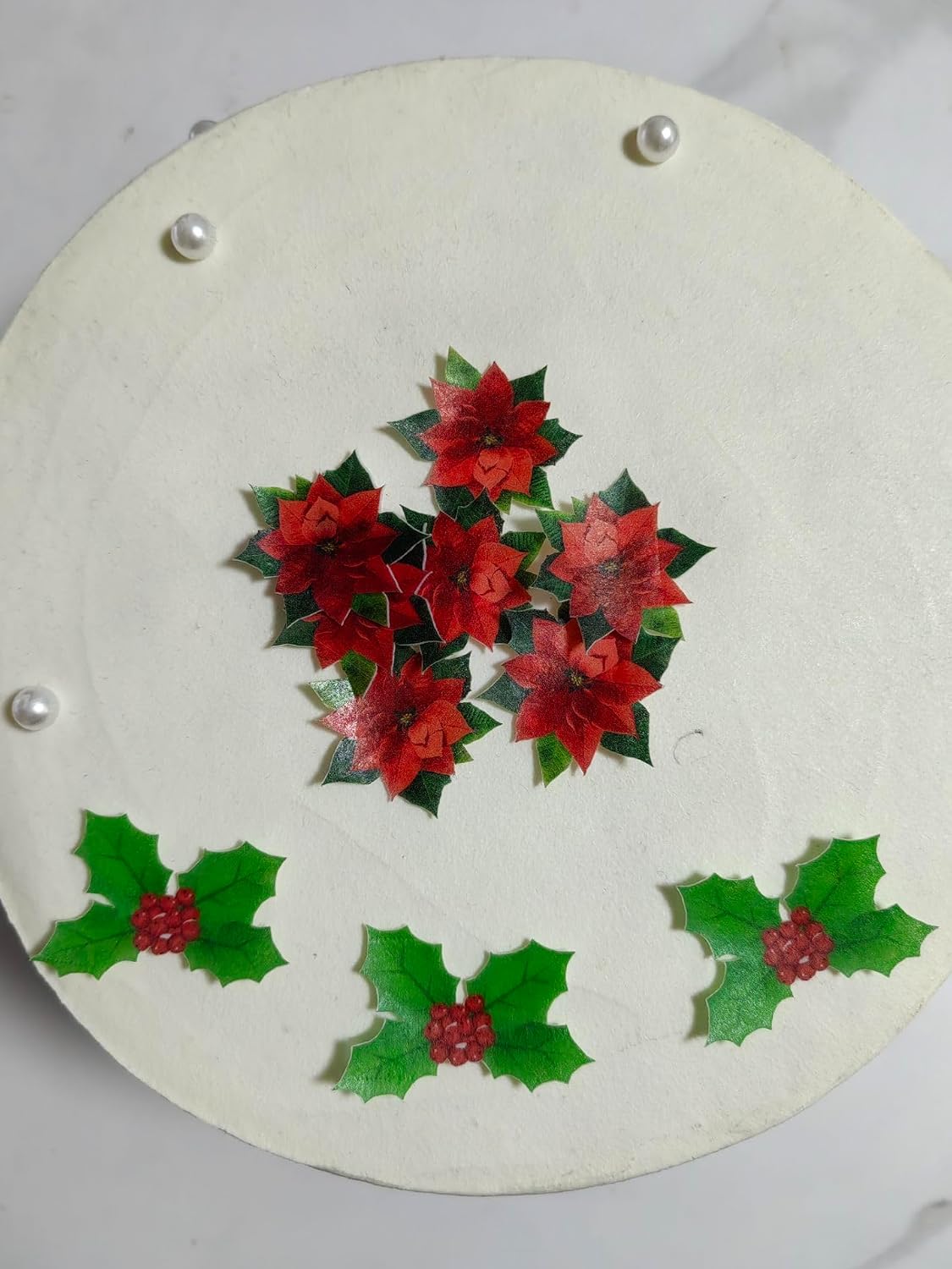 Detalle de Agrifilm Edible Christmas Leaf Cupcake Toppers, Standing Wafer Paper