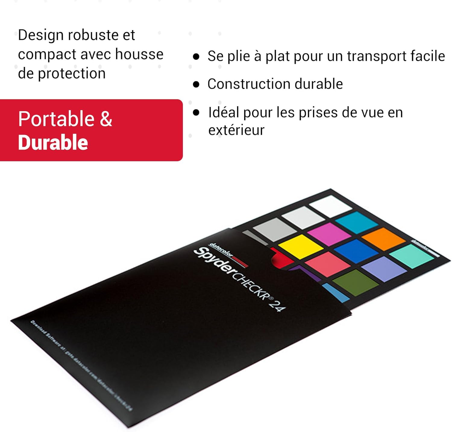 Detalle 2 de Datacolor SpyderCheckr24 – Carte couleur pour calibrage photo avec 24 patchs couleur (Noir)