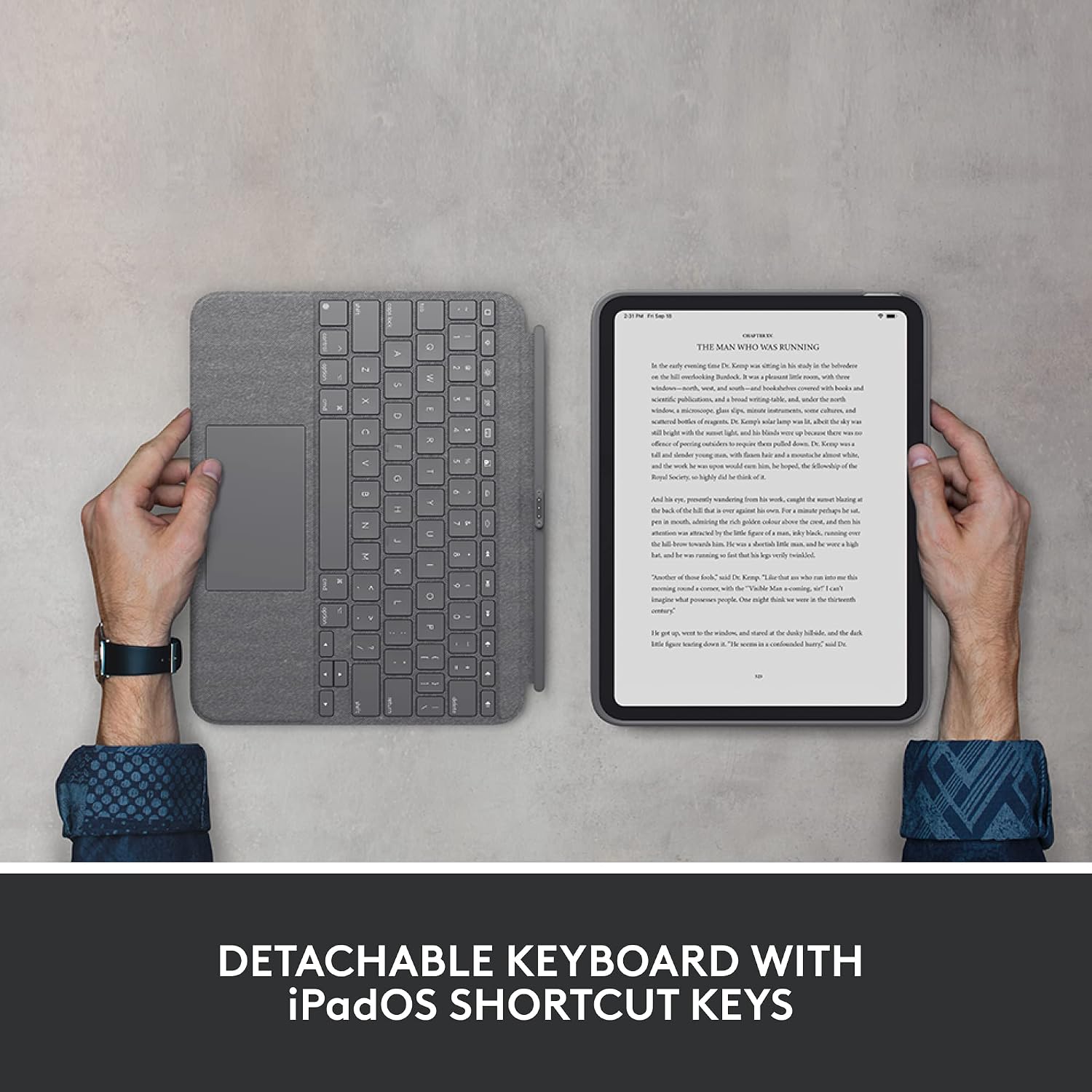 Detalle de Logitech Combo Touch Keyboard Case for iPad (10th gen & A16) with Detachable Keyboard and Crayon — UK Grey