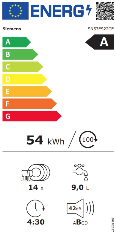 Detalle de Siemens SN53ES22CE – teilintegrierte Spülmaschine mit intensiveZone, varioSpeed Plus und Home Connect