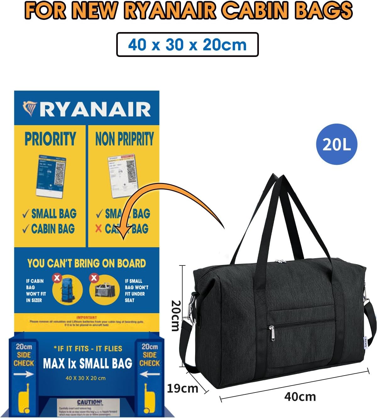 Detalle 2 de Narwey Ryanair 20L cabin bag 40x30x20
