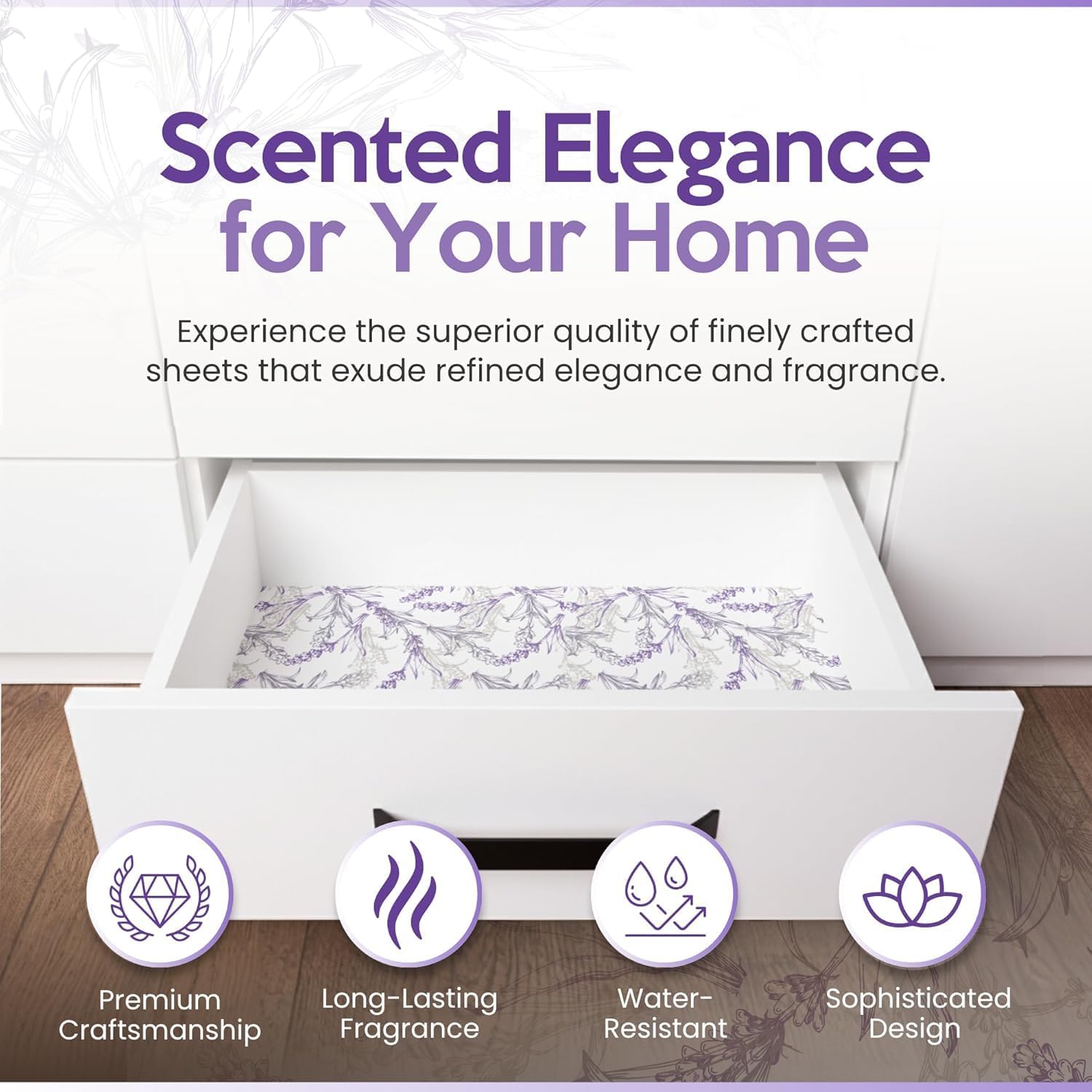 Detalle 2 de Linda's Essentials Lavender drawer liners