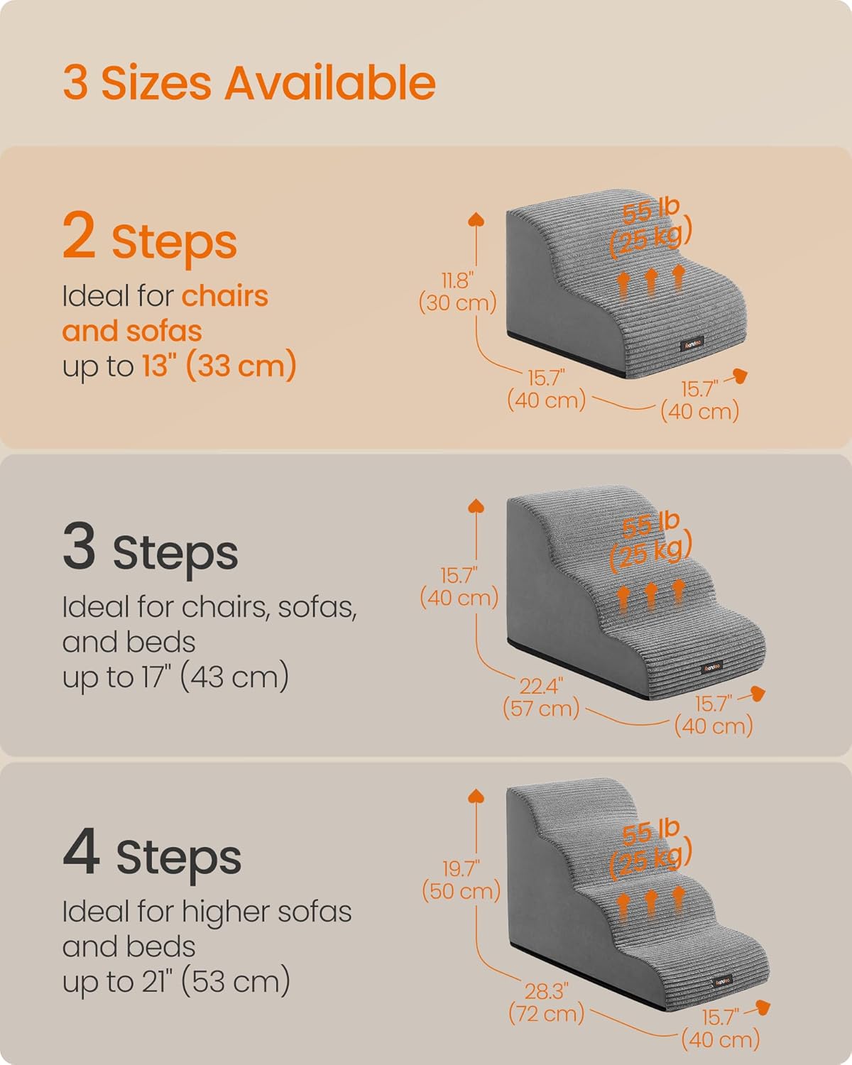 Thumbnail 6 de Feandrea PPS002G01 2-step dog stairs for sofa
