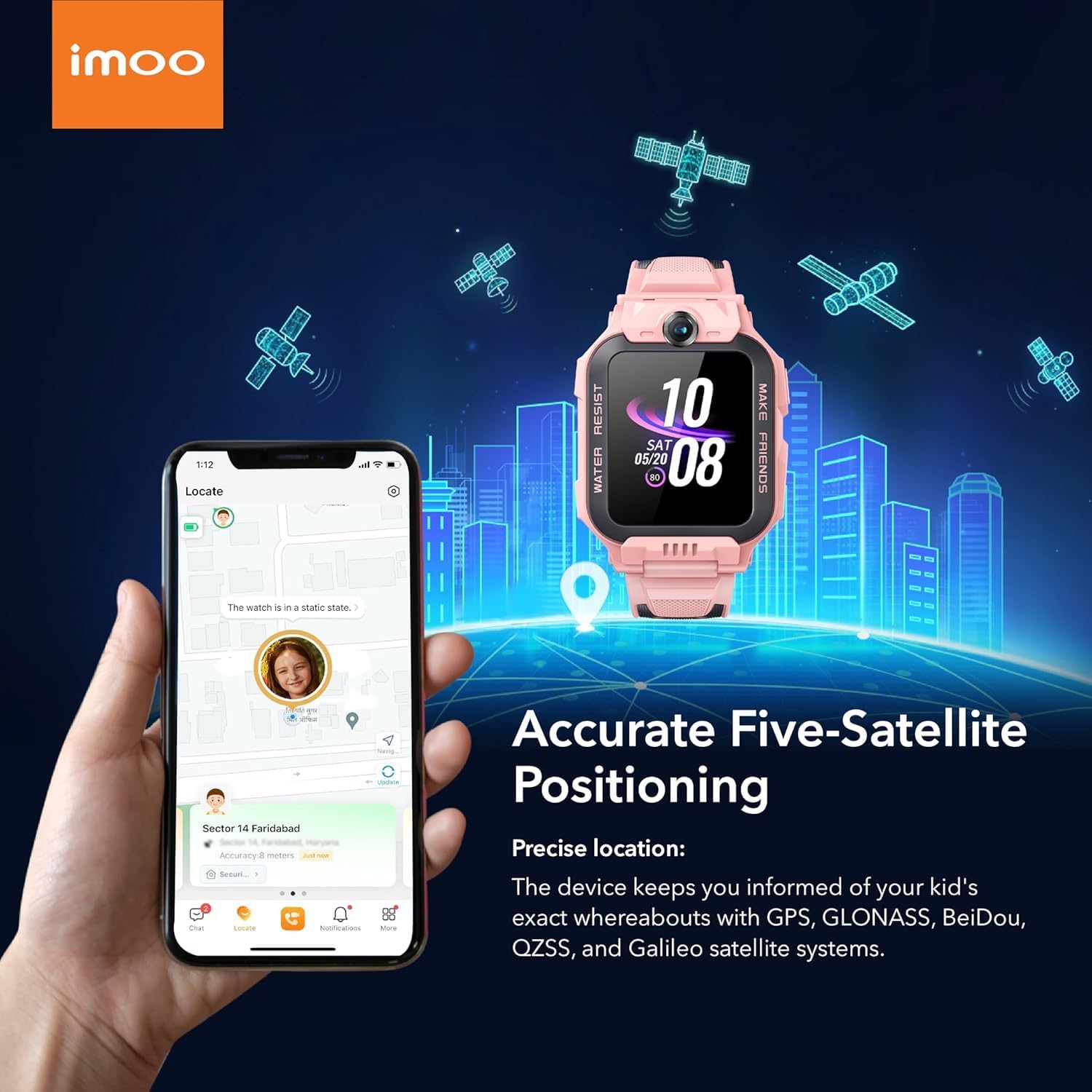 Detalle de imoo Z7 Watch Phone: Kid-Friendly GPS Smartwatch with 2-Way Video and IPX8 Swimming