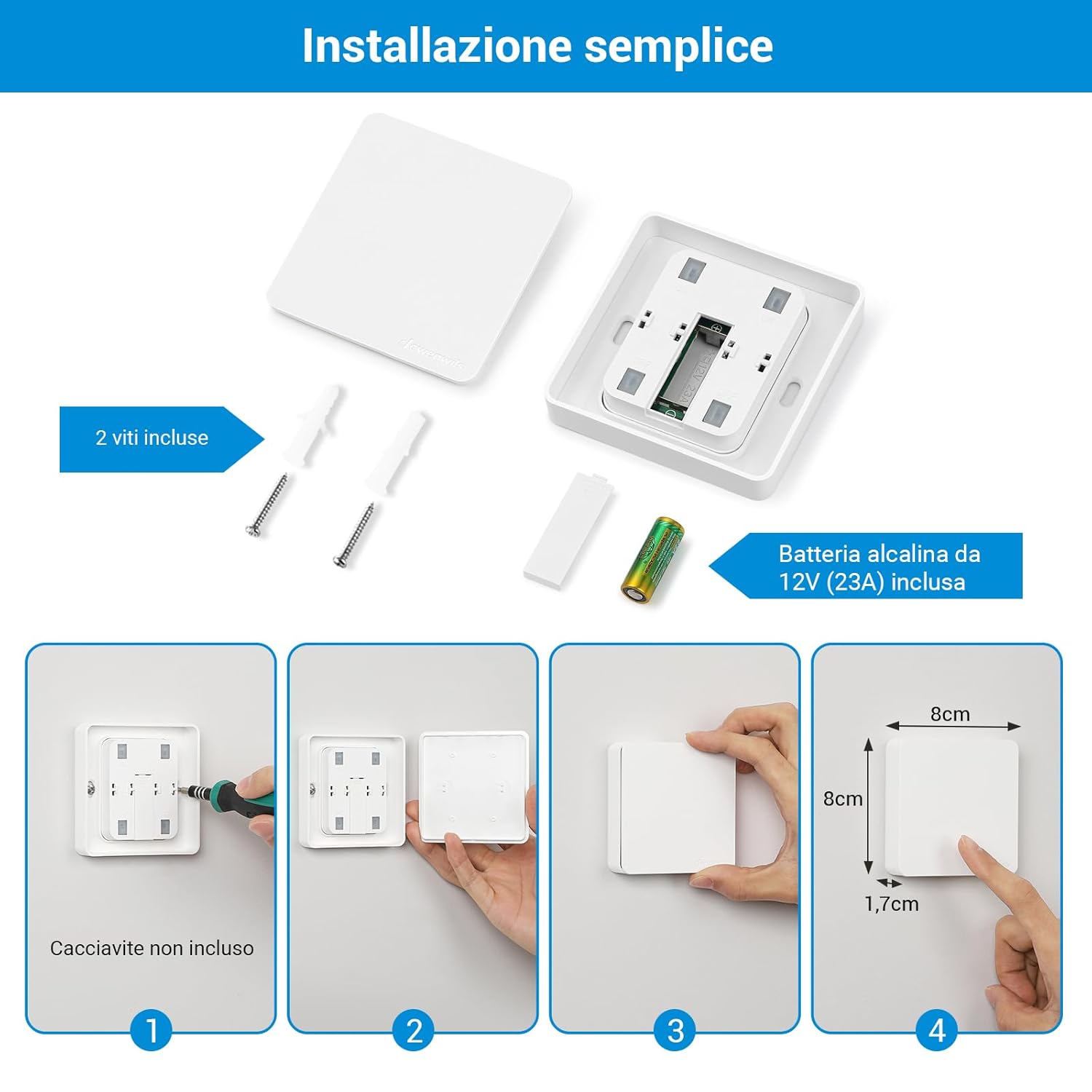 Thumbnail 4 de DEWENWILS Interruttore Wireless con Ricevitore e Interruttore a Parete – 30 m, Bianco