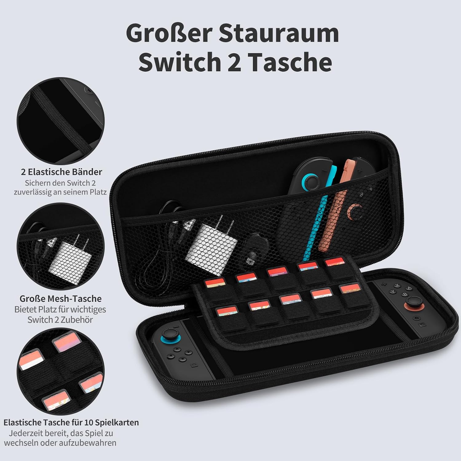 Thumbnail 1 de PALPOW Switch 2 Tasche & Schutzfolie-Set – Slim Travel Hard Case Bundle mit gehärtetem Panzerglas und 10-in-1 Zubehör