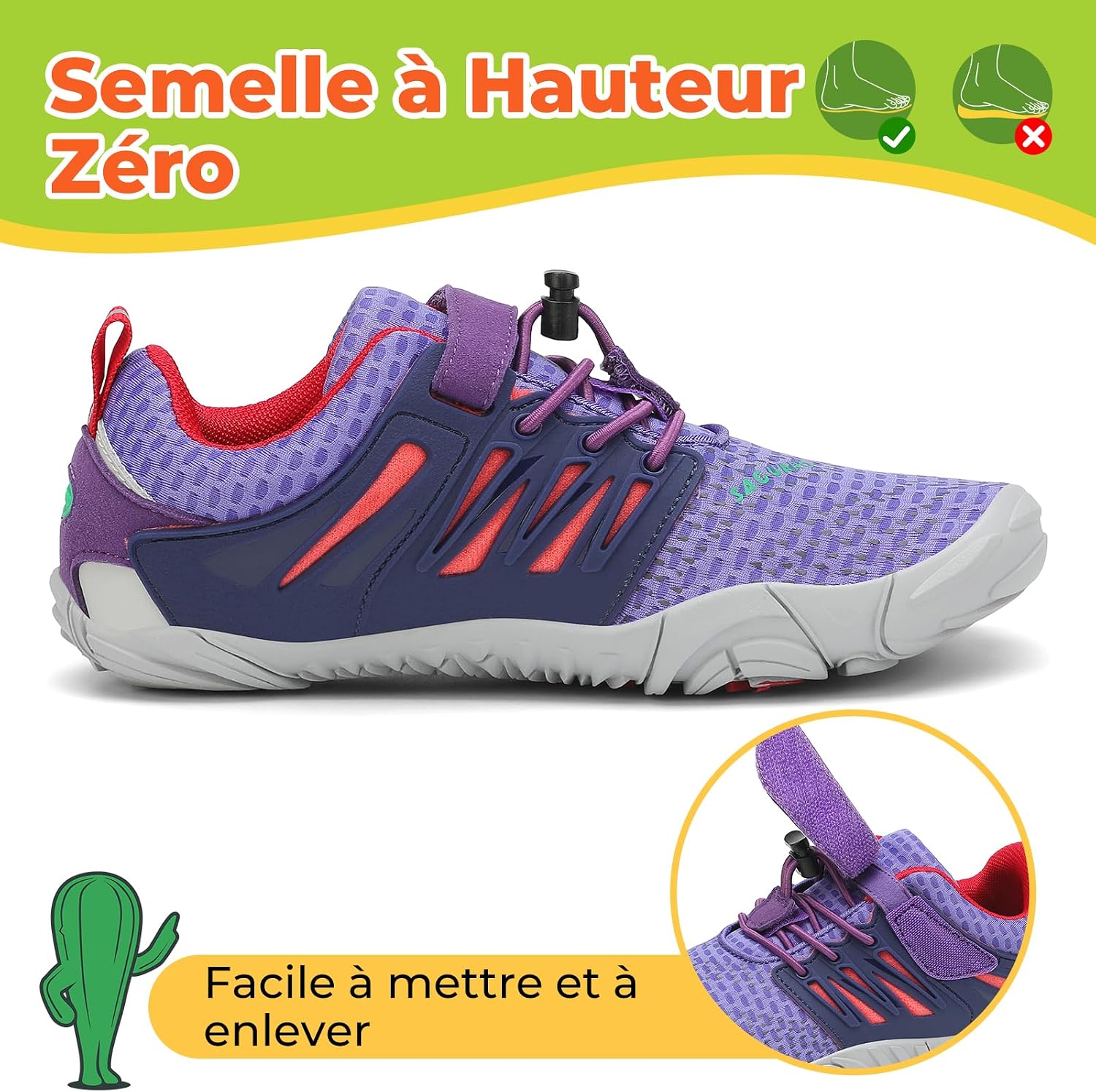 Detalle 2 de SAGUARO Chaussures Minimalistes Enfant Noir GR24-36