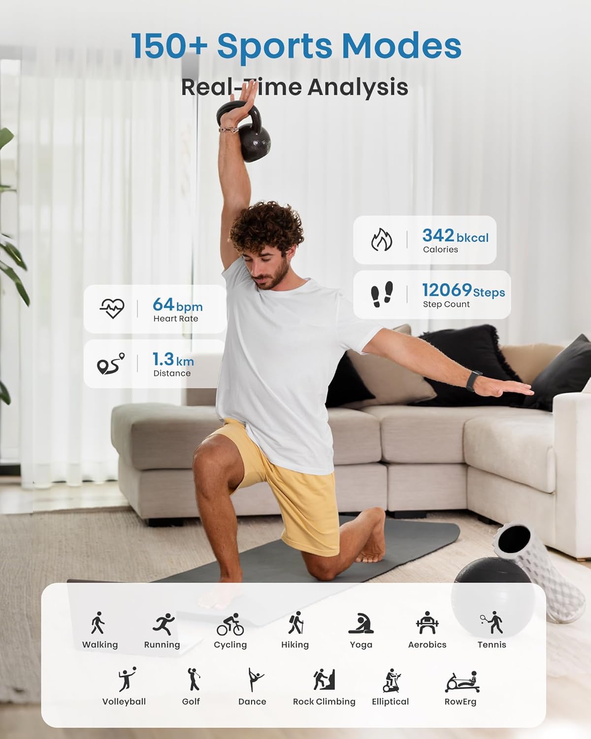 Thumbnail 1 de Smart Bracelet Activity Tracker with Silicone Band
