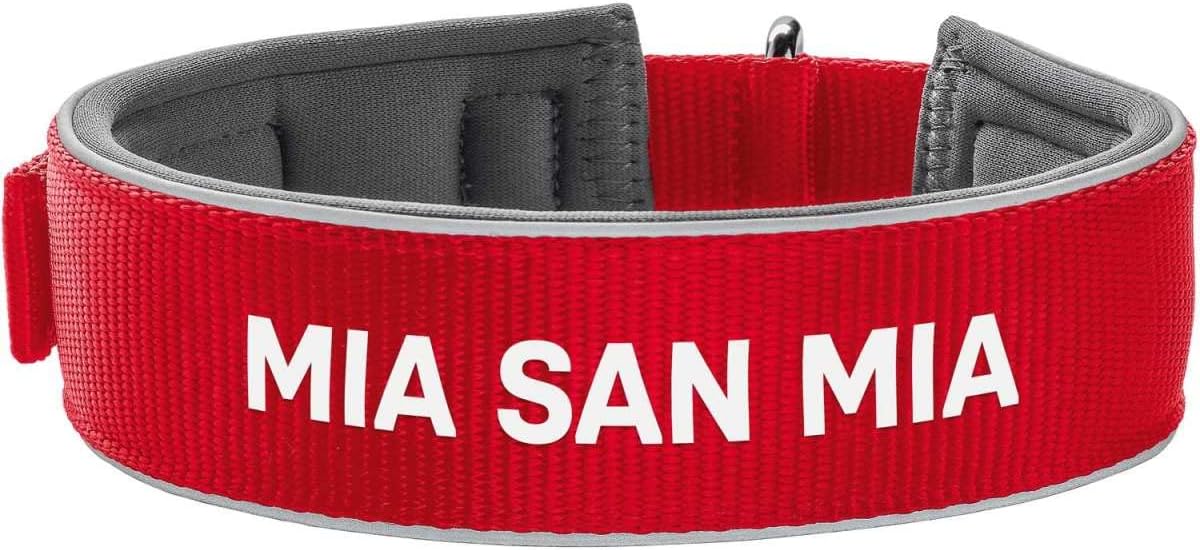 Detalle de Hunter Neopren Reflect FC Bayern München Hundehalsband, M-L (55), rot/grau