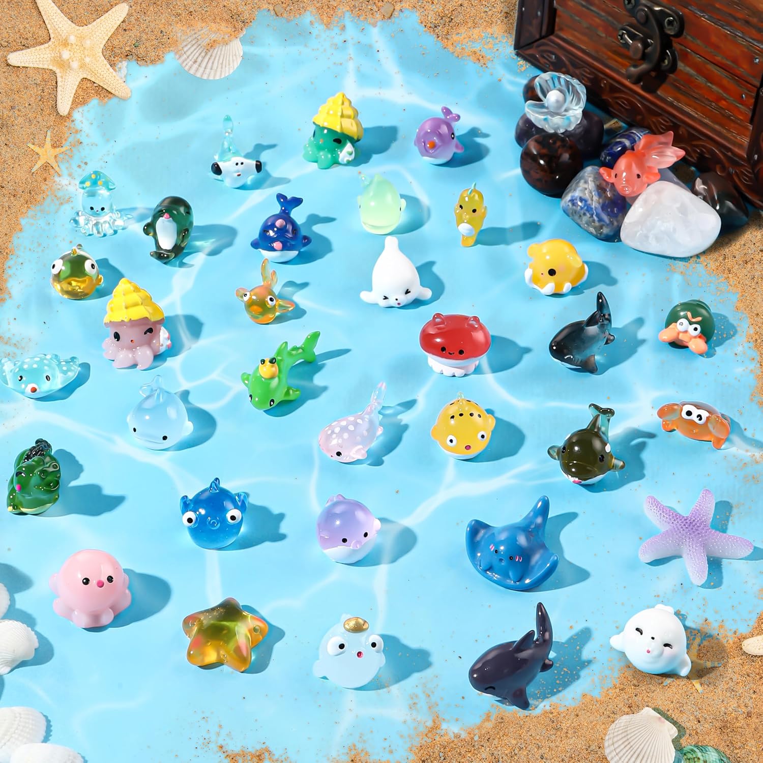 Detalle de DIYDEC Ocean Resin Animals Set 36pcs