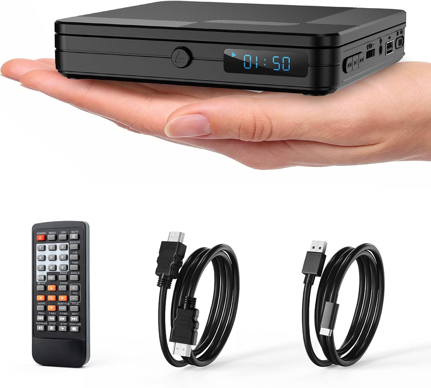 Detalle de Homlab Mini DVD Player for TV – Multi Region, 1080P HDMI, Compact & Remote Included
