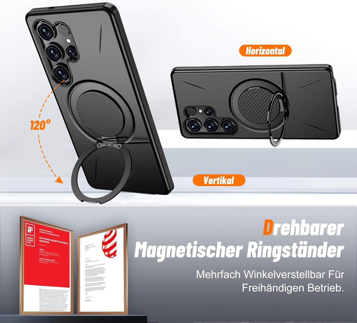 Detalle de Vanki Hülle für Samsung Galaxy S25 Ultra – Magnetisch kompatibel, 360° Ständer und Doppel-Schutz