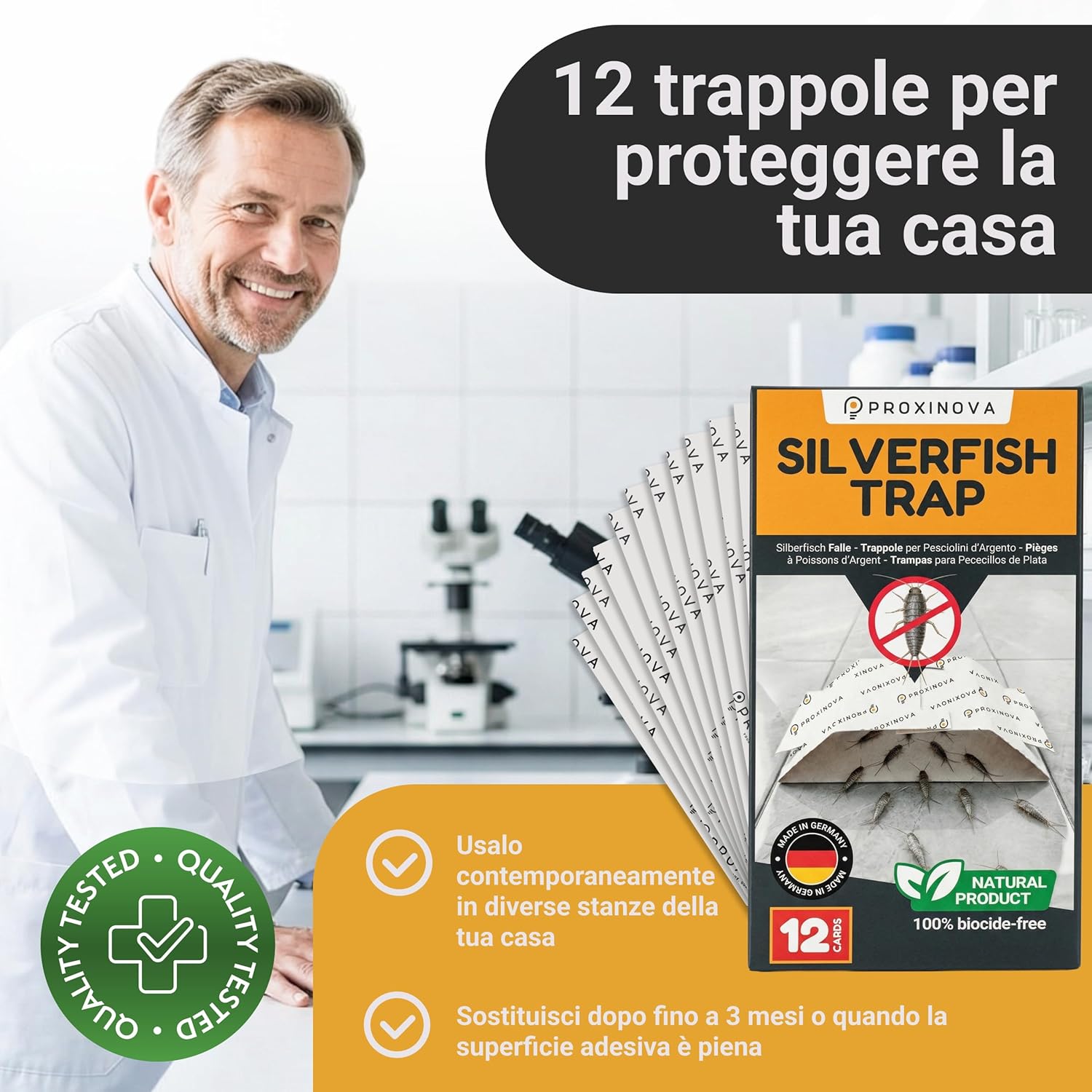 Thumbnail 6 de Proxinova Trappole Pesciolini d'argento – Trappole adesive con esca naturale, 12 settimane di monitoraggio