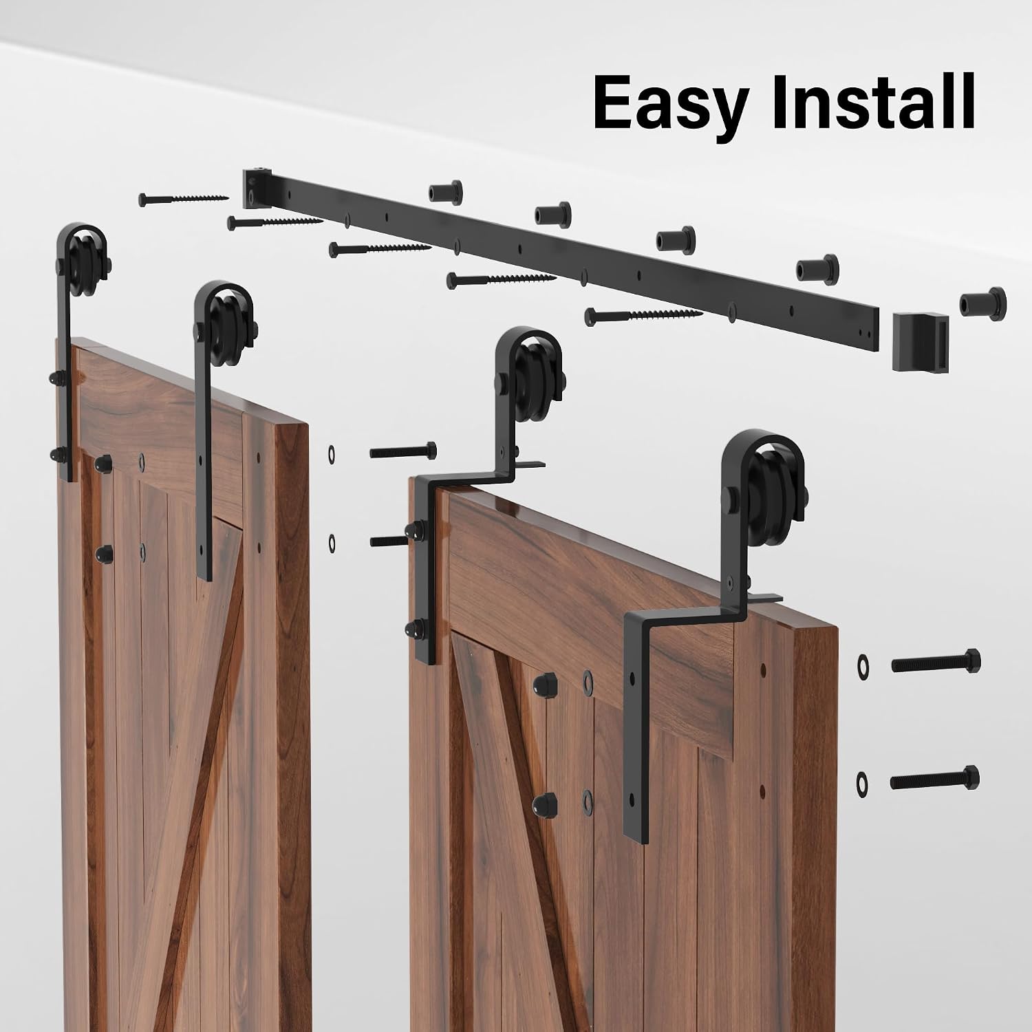 Thumbnail 3 de WINSOON 4995-GCM1-1 Bypass Barn Door Hardware Kit, Single Track, Black