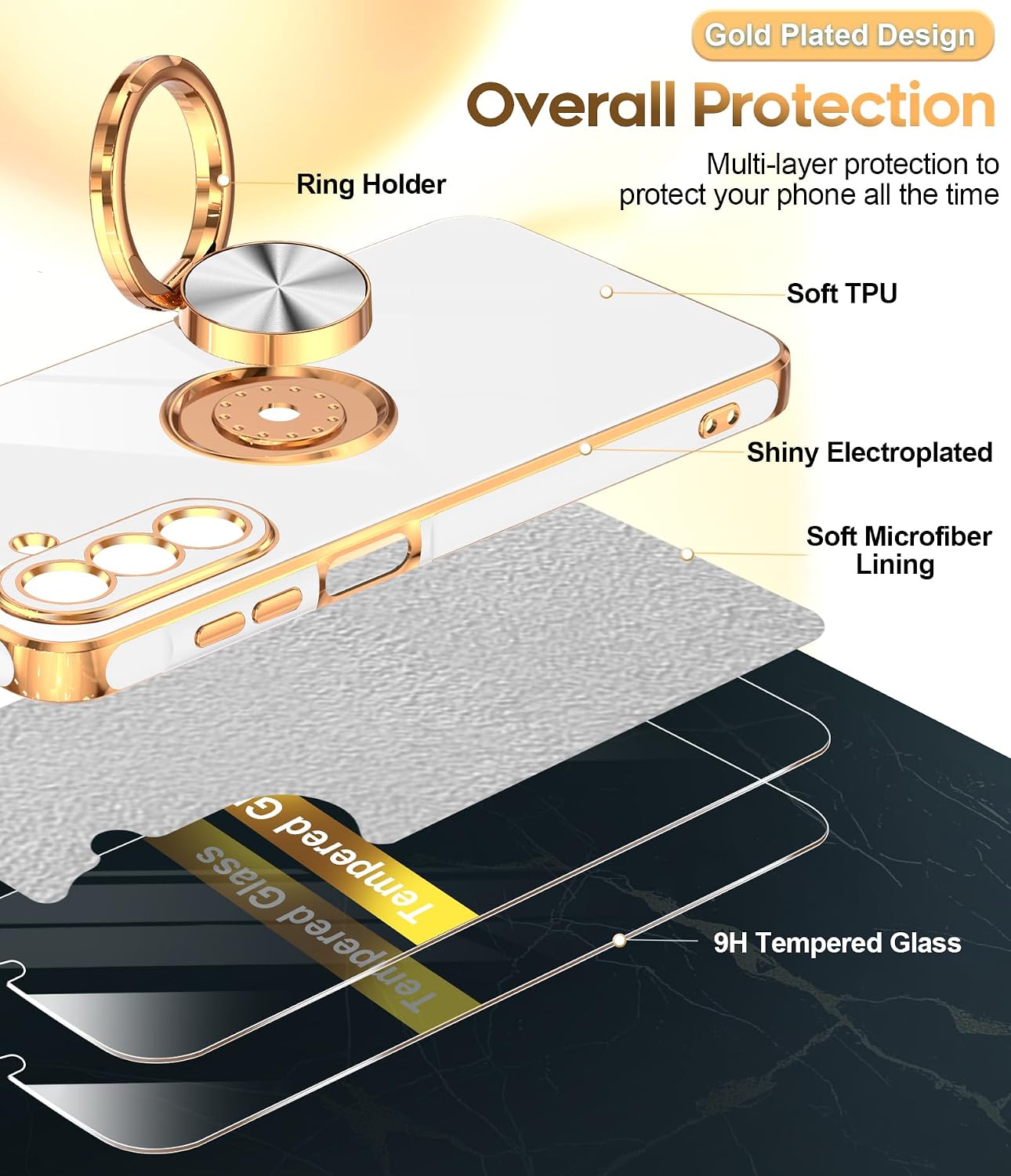 Detalle 2 de LeYi Samsung Galaxy A17 5G Case with 360° Ring Stand, 2 Screen Protectors