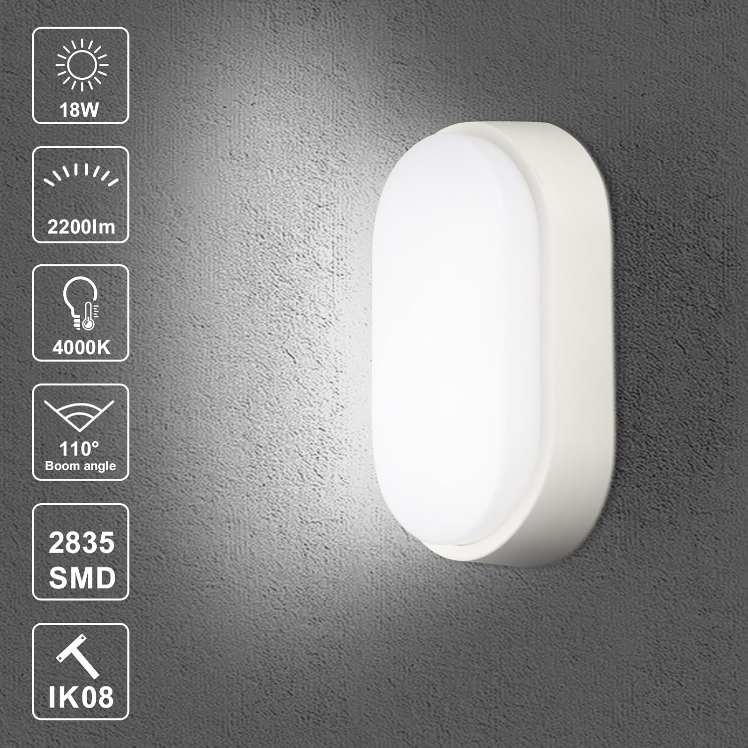 Thumbnail 1 de 18W LED 4000K IP65 Bulkhead Light Pack of 2