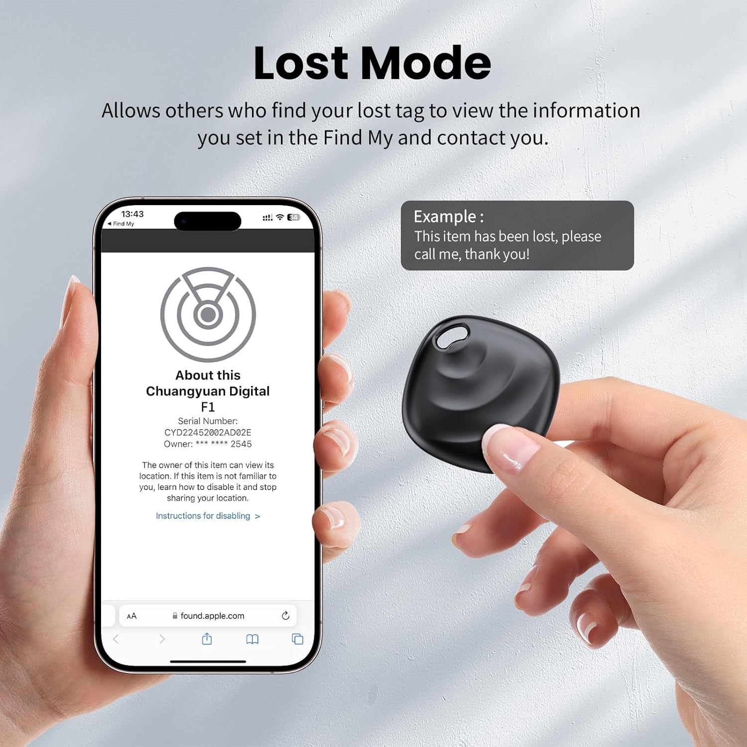 Detalle 2 de 2026 New Apple MFi Certified Air Tracker Tags 3 Pack (Black) – Find My compatible