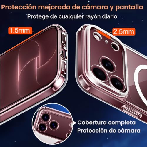 Detalle de ivoler Clara Funda Magnética para iPhone 18 Pro — Transparente, antiamarillo y MagSafe