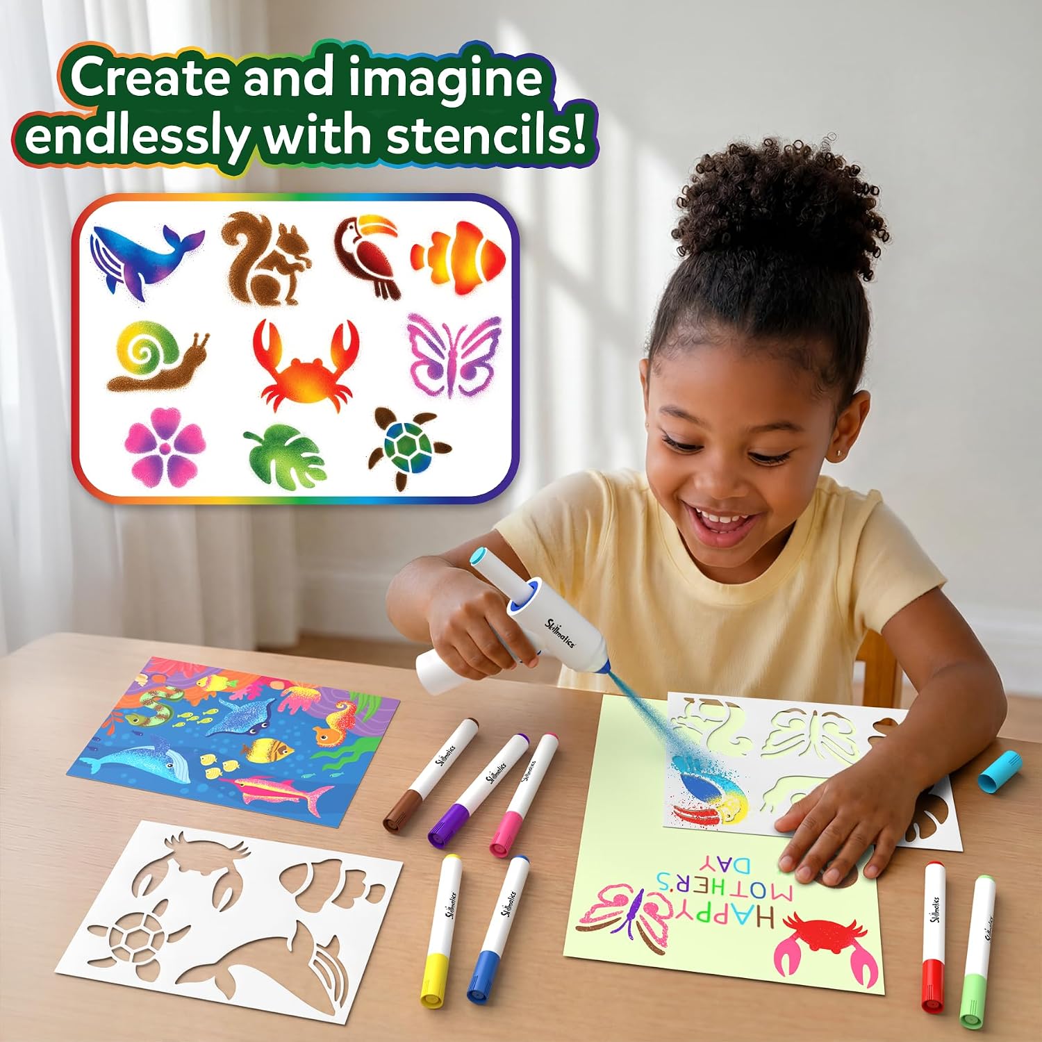 Thumbnail 6 de Skillmatics Spraybrush Art – Magical Reveal Animal Spray Art Kit