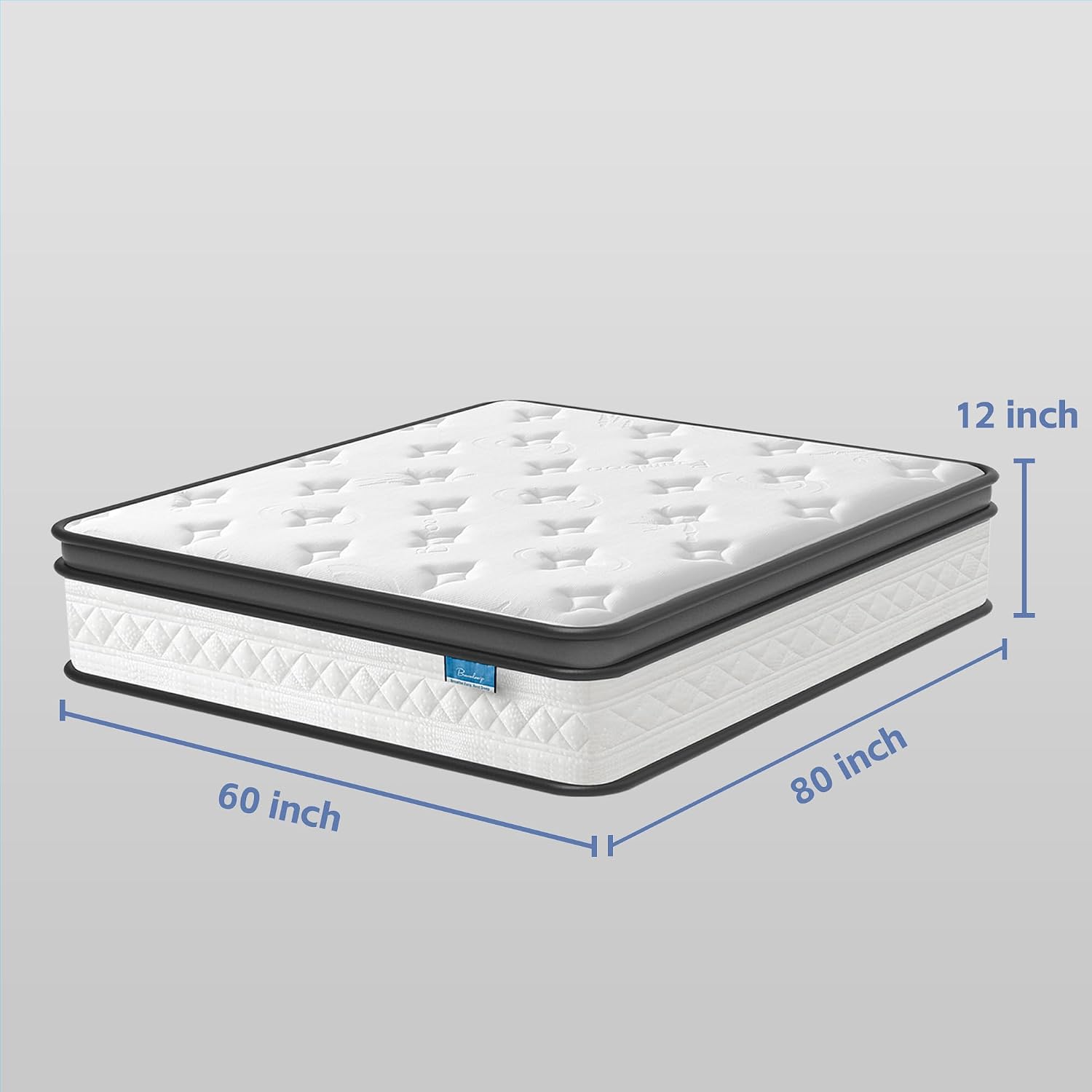 Detalle 2 de Breezleep 12 inch QUEEN Hybrid Mattress, Gel Memory Foam & Pocket Springs