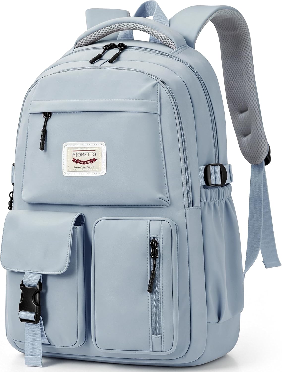 Detalle de FIORETTO Lightweight School Backpack for Women: 25L, 15.6 Inch Laptop Rucksack in Dark Blue