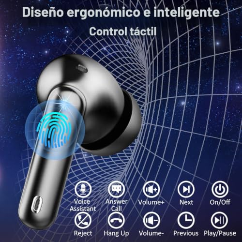 Detalle de Auriculares Inalámbricos Bluetooth 5.4 HiFi de Donerton — Llega hasta 45 h y sonido estéreo con ENC