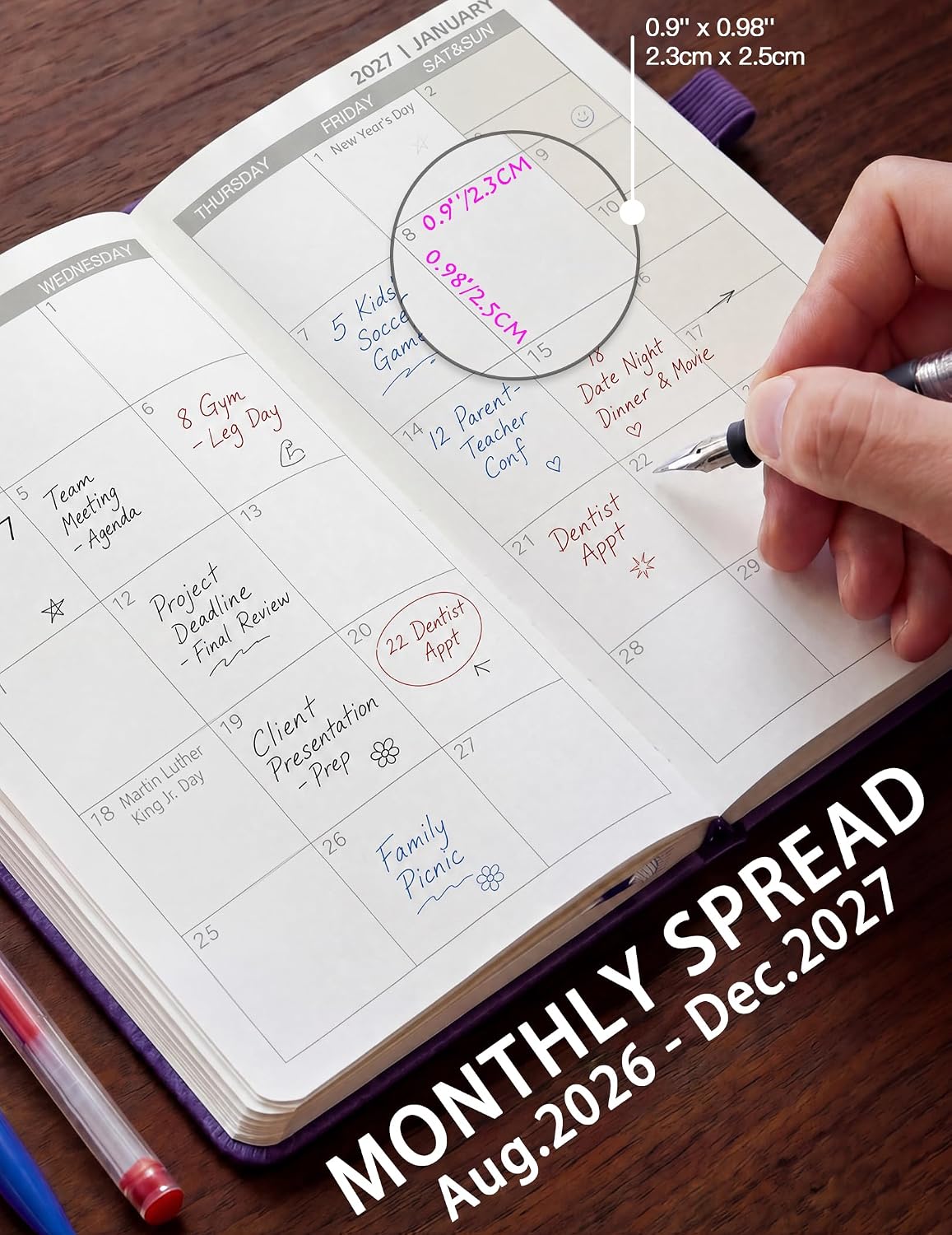 Thumbnail 3 de YihurKis A6 Slim Academic Planner, Weekly and Monthly, Aug 2026–Dec 2027