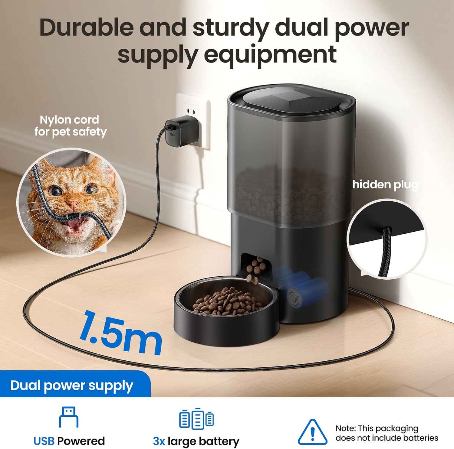 Thumbnail 5 de Evoliq Automatic Cat Feeder and Water Fountain (2-in-1) with Timer, 3L Dry Food & 2.5L Water Tank