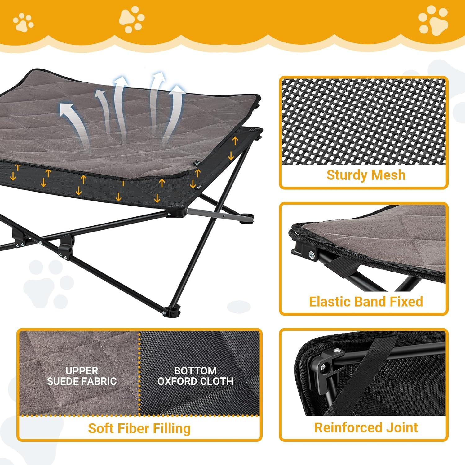 Thumbnail 3 de KingCamp Raised Dog Bed Outdoor & Indoor (Foldable, Removable Mat) – M up to 60kg