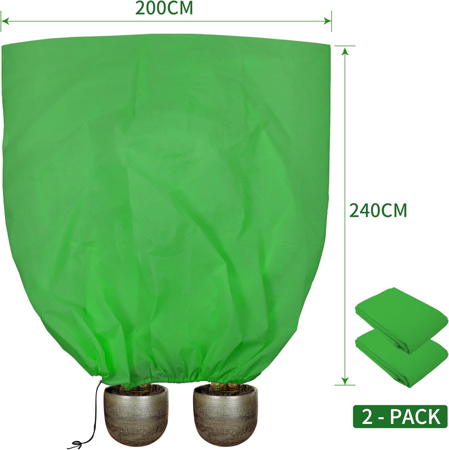 Thumbnail 1 de 2er-Pack große Pflanzenabdeckungen für den Winterschutz (240 x 200 cm) mit Reißverschluss-Kordelzug