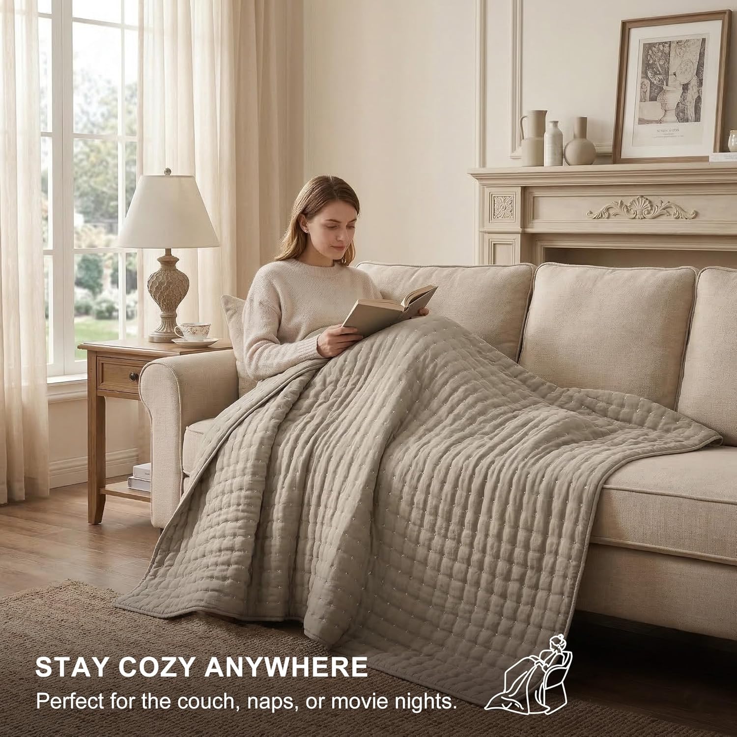 Thumbnail 4 de WDCOZY White King Size Quilt Bedding Set — 3-Piece Lightweight Comforter with Shams
