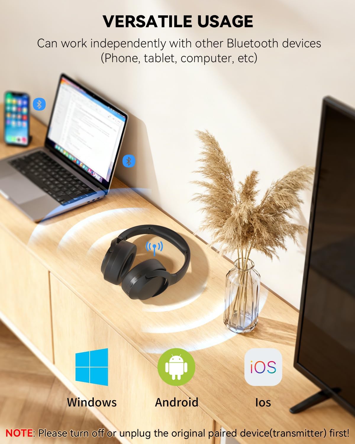 Thumbnail 5 de Monodeal Wireless Headphones for TV Watching with Charging Dock