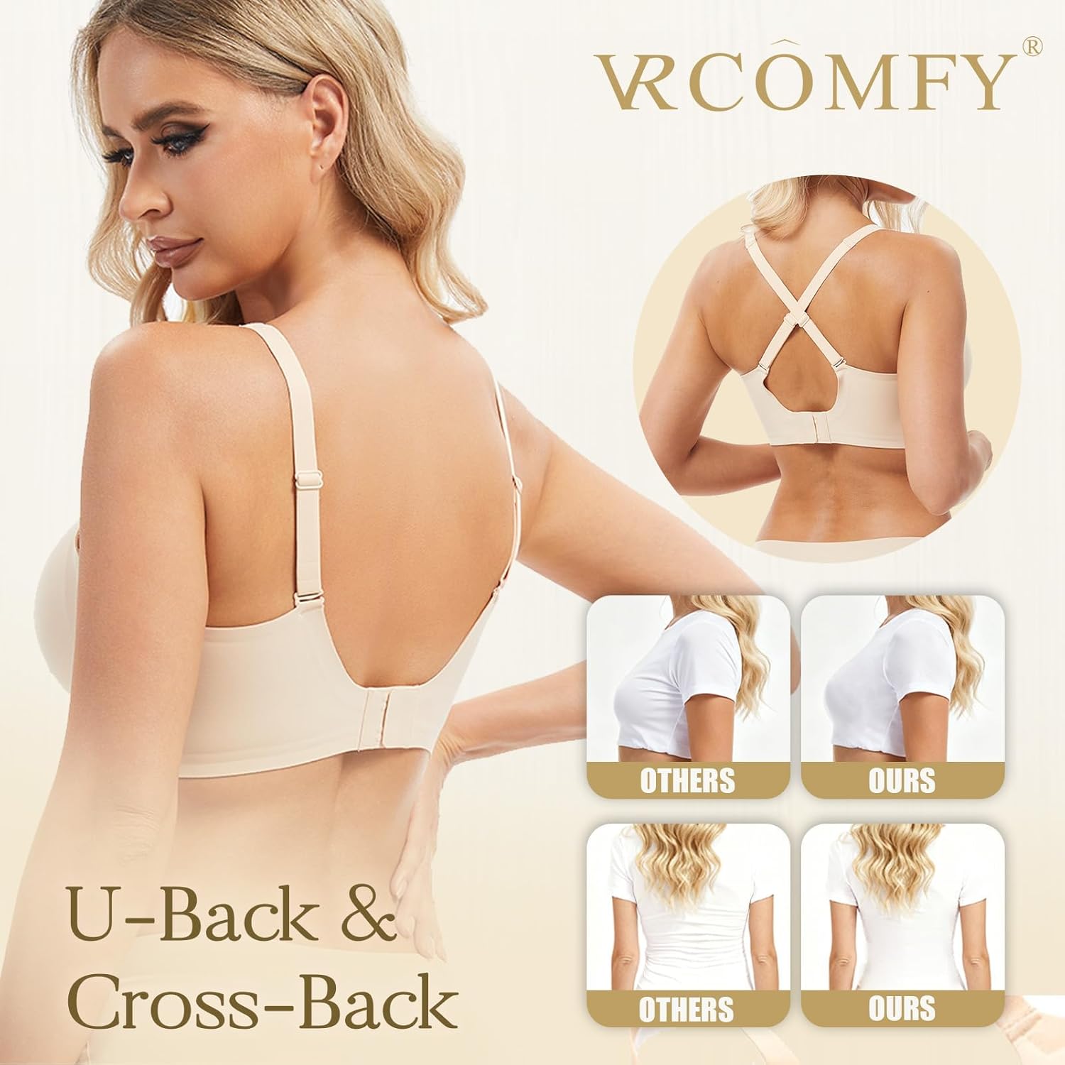 Thumbnail 2 de VRCOMFY Jelly Wireless Bra – Deep V Push Up Seamless T-Shirt Bra with Adjustable Straps