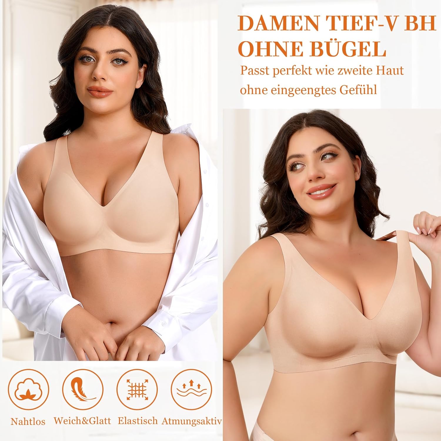 Detalle 1 de Ganado Damen BH V-Ausschnitt ohne Bügel
