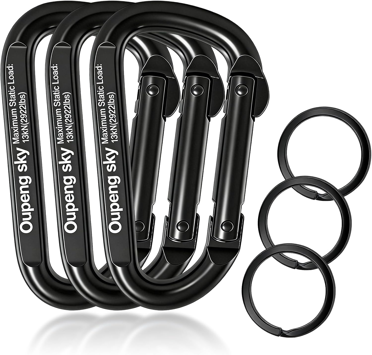 Detalle de Carabiner Clip - Heavy Duty Carabiners (800 lbs) with D-Ring Shape, 6-Pack Keychain Clips