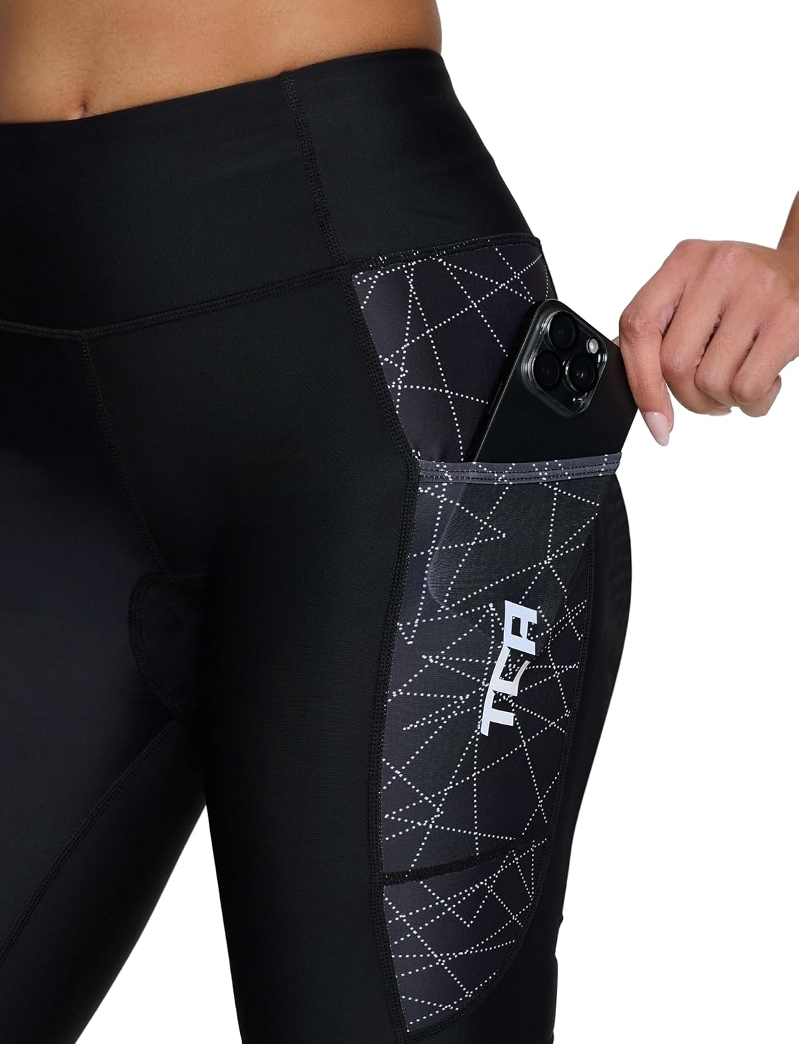 Detalle de TCA Leggings da Ciclismo 3/4 Imbottiti per Donne – Vita alta, design traspirante con tasche antiscivolo