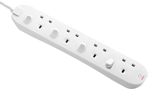 Detalle de Masterplug Four Socket Extension Lead, 2m Cable, 4-Gang with Individual Switches (SWC4210N)
