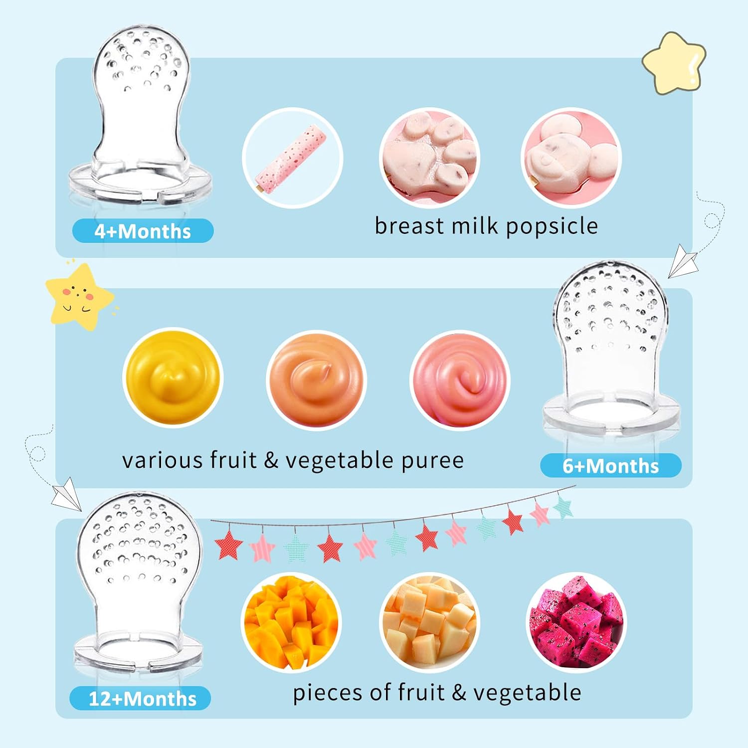 Detalle de MumEZ baby fruit feeder pacifier set for solids
