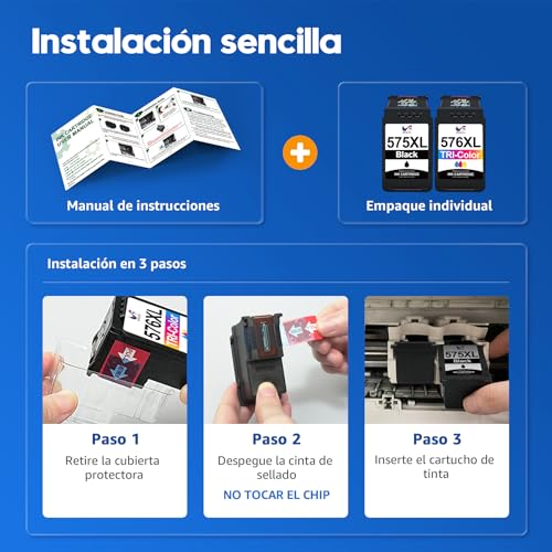 Detalle 2 de ONLYU 575XL 576XL Cartuchos compatibles Negro y Color para Canon 575/576 – análisis y compra razonada