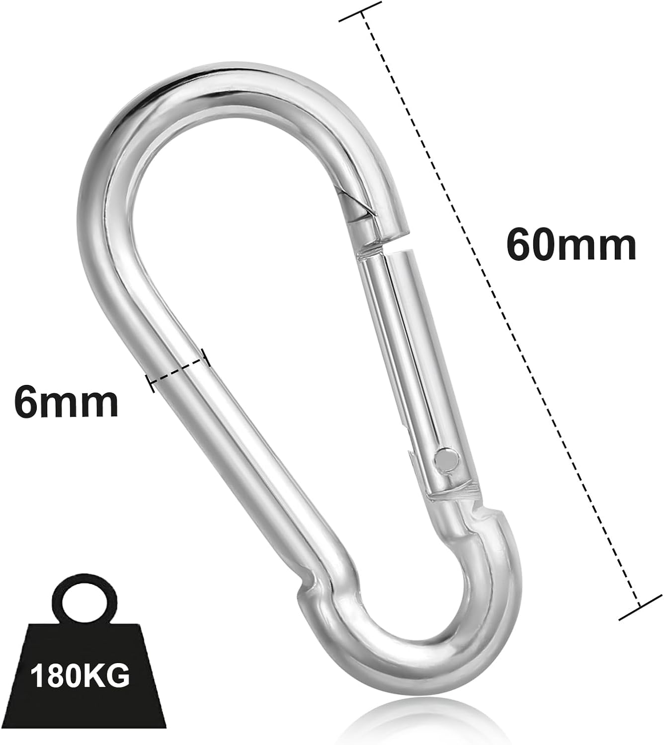 Detalle 2 de Karabinerhaken φ6x60mm belastbar bis 180kg 12er Set