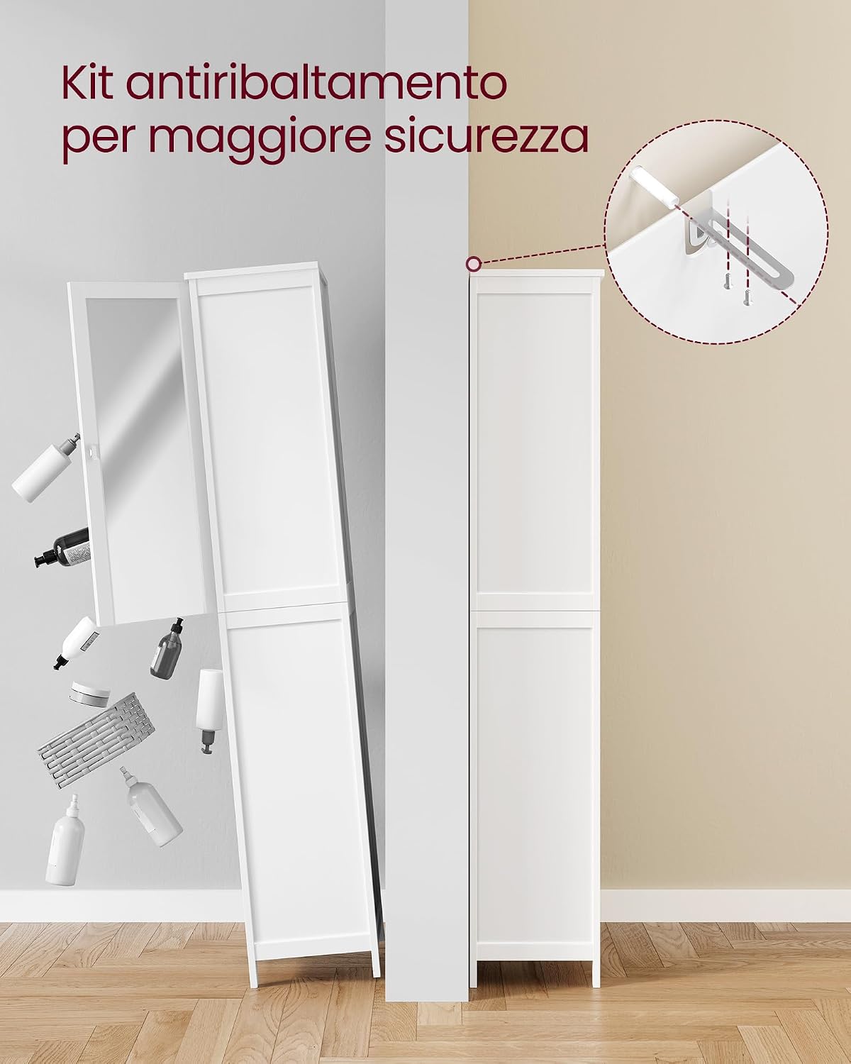 Detalle de VASAGLE armadio bagno con specchio 160 cm