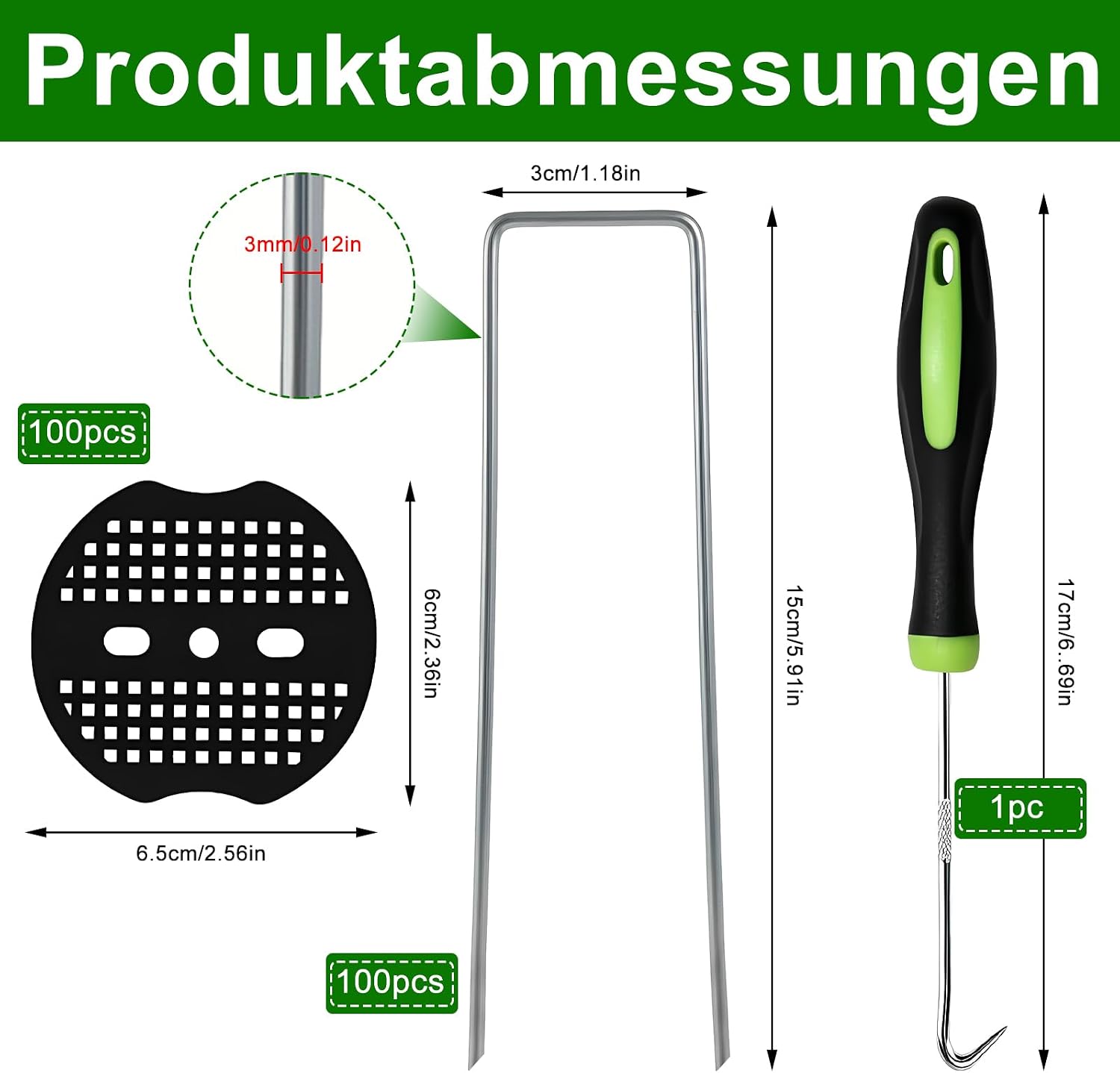 Detalle 2 de HOEXSPRAY BDS-03 U-vormige grondpennen met sluitringen van verzinkt staal