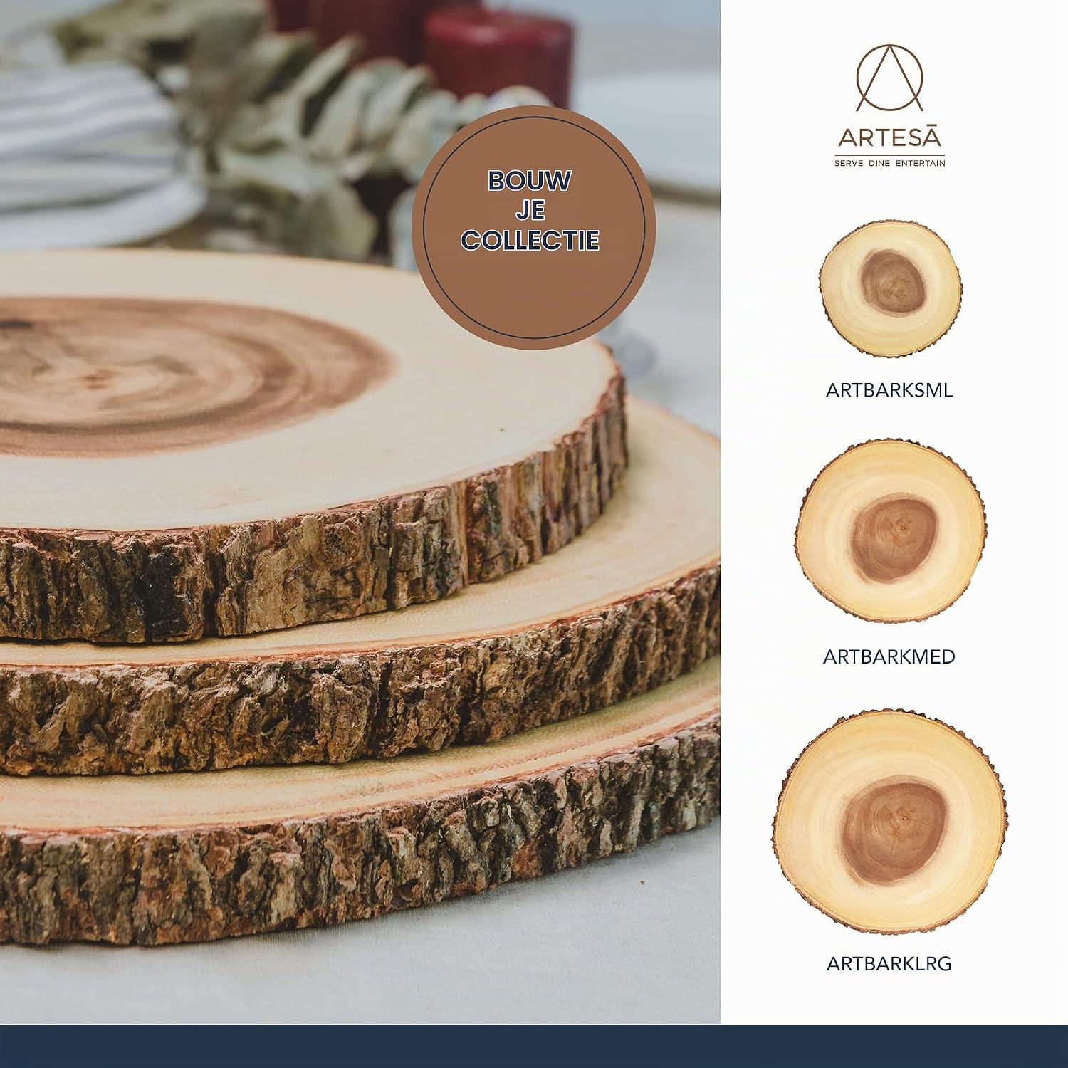 Thumbnail 4 de Artesà houten serveerplank van acaciahout met schorsrand, bruin, 35 cm