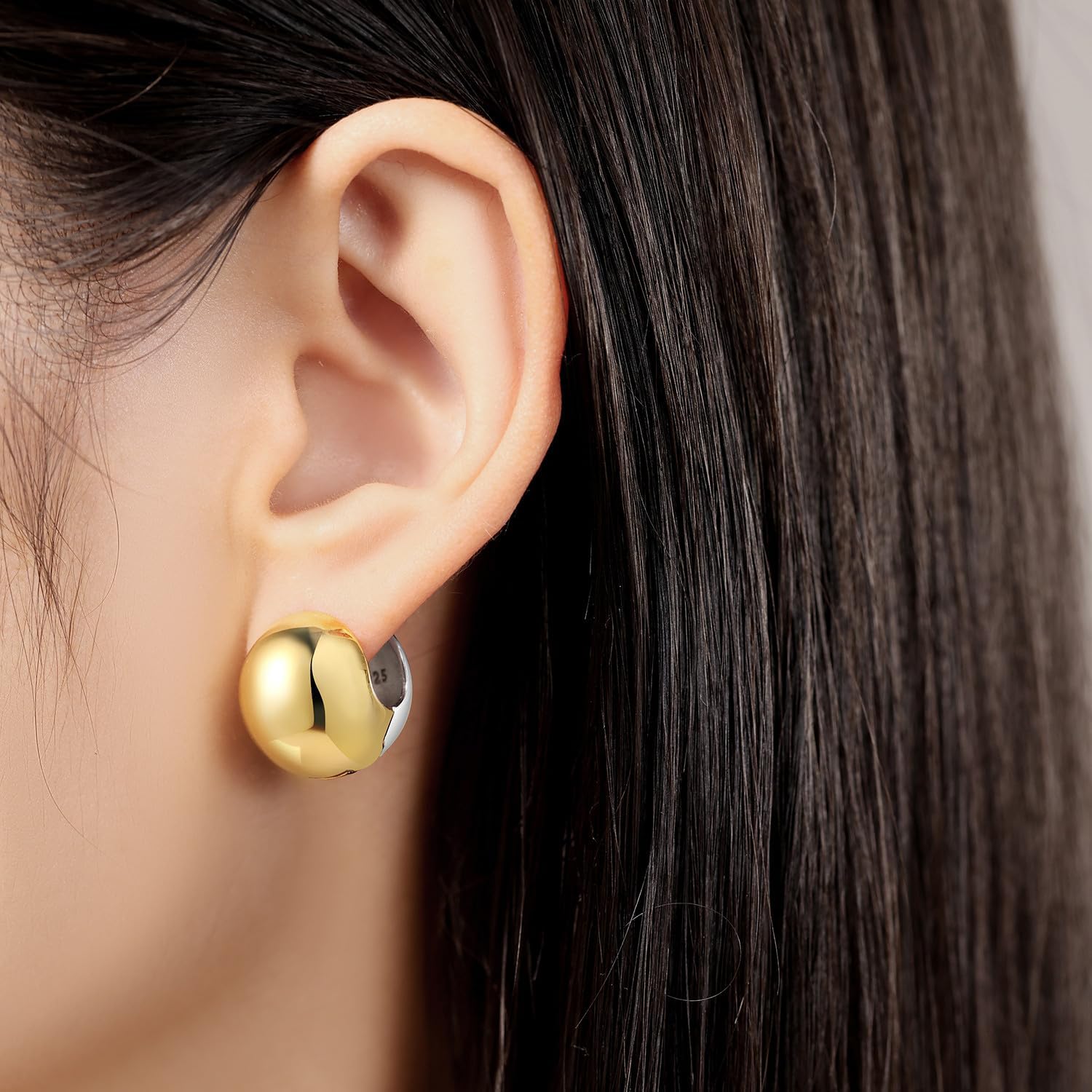 Detalle de Cycuff 925 hoop earrings 16 mm CZ