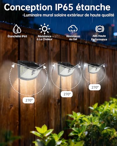 Detalle de Aootek Lampe Solaire Extérieur Jardin Murale – Lot de 4, 120 LEDs, IP65