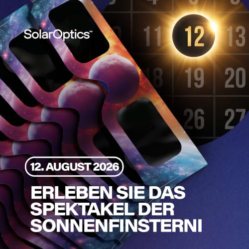 Thumbnail 6 de Solar Optics Sonnenfinsternisbrille 2er-Pack mit Handy-Filter – ISO 12312-2 & CE-zertifiziert, sicher beobachten + Smartphone-Filter-Set (AAS 2026)