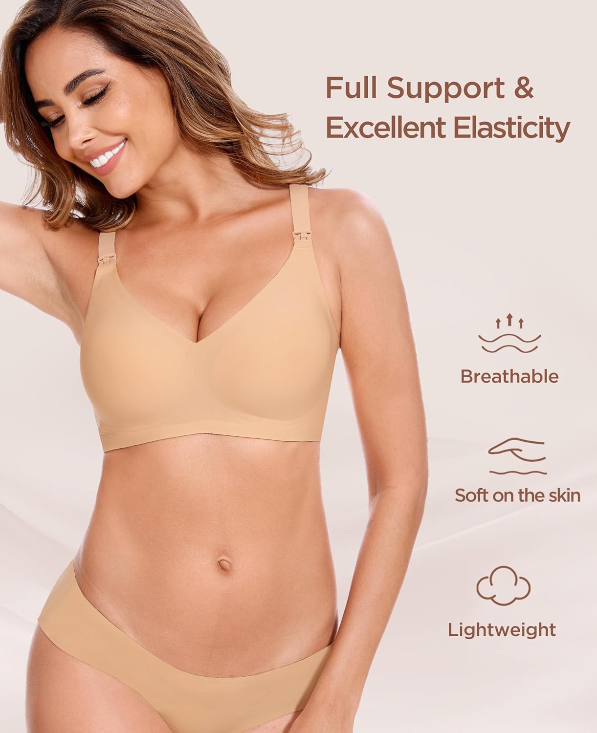 Detalle de HBselect Nursing Bras for Breastfeeding: Seamless Wireless Jelly Bra for Maternity Comfort