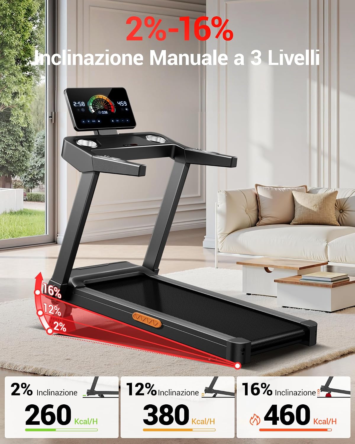 Detalle de CURSOR Tapis Roulant Salvaspazio con Pendenza 16% e 14 km/h – 3.5HP, 180 kg