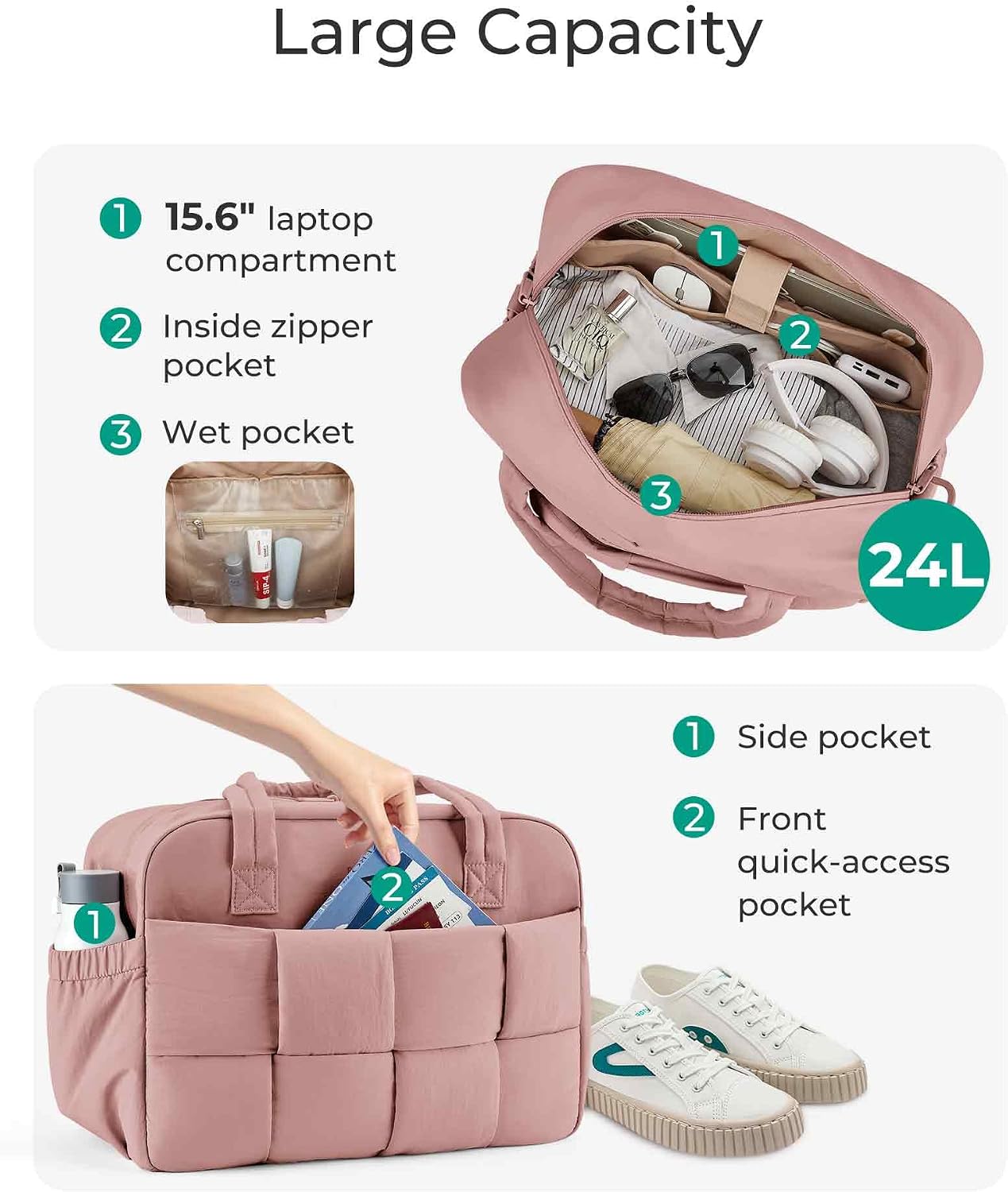 Detalle 2 de BAGSMART Gym Bag 24L puffer travel duffel